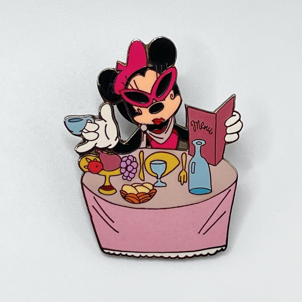 Minnie Dining in Paris Disney Pin Eating Food Lunch at Table